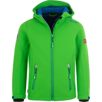 Dívčí oblečení TrollKids Dětská softshellová bunda Trollfjord Jacket bright green/med blue větruodolná zelená (161-304) 116