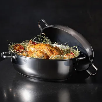 Hrnec ROESLE Elegance 8 l - nerezový oválný hrnec s pánví v poklici