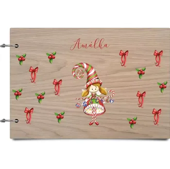 Dřevěné album se sponami Holčička vlastní jméno