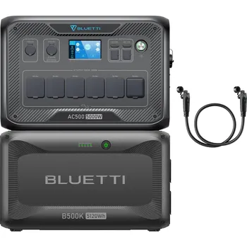 Článková baterie BLUETTI Sada nabíjecí stanice a powerbanky AC500 + B500K, 5120 Wh ŠEDÁ