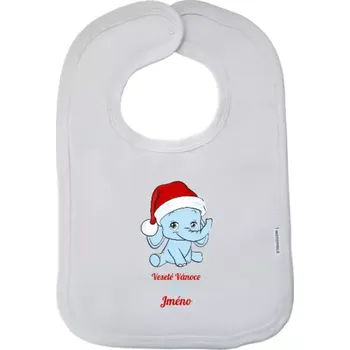 Bryndák Dětský bryndák Veselé vánoce přeje - modrý sloník