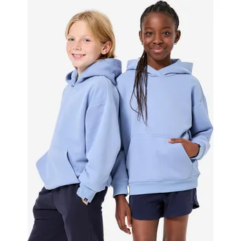 Dámská mikina DECATHLON Dětská oversize mikina s kapucí 5-6 LET MODRÁ