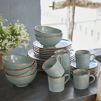 Sada nádobí Nádobí, 30dílná sada Périers, tyrkysová/hnědá,