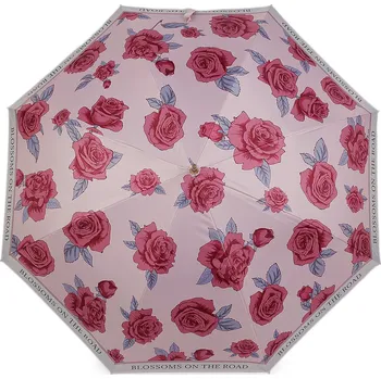 Deštník Dámský vystřelovací deštník květy, střední, 6 pudrová