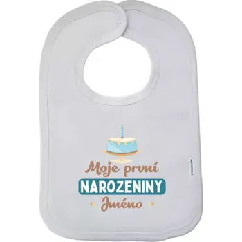 Bryndák Dětský bryndák Moje první narozeniny s dortem (modrý)