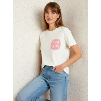 Sinsay - Tričko s krátkým rukávem - krémová - 358EV-01X - 358EV-01X-XS