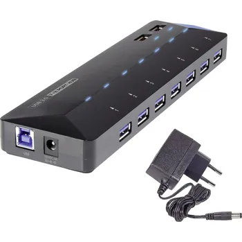 USB hub Renkforce RF-3806034 USB Hub 7 portů USB-A USB&nbsp;3.0 5 GBit/s s portem pro rychlé nabíjení, se stavovými LED černá