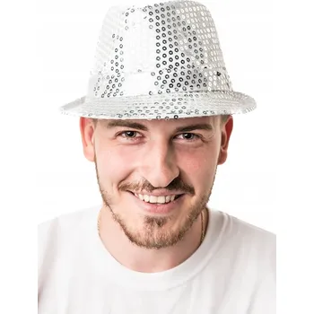 Klobouk Stříbrný klobouk s LED světly a flitry DG2391