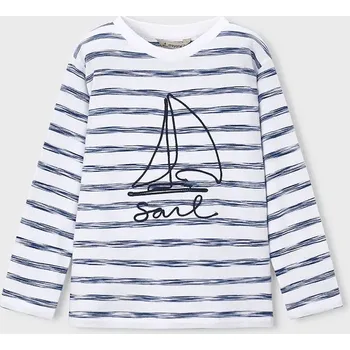 Chlapecké tričko Dětské bavlněné tričko s dlouhým rukávem Mayoral 3083.5A.Mini.PPY2 bílá 00A, vel. 104