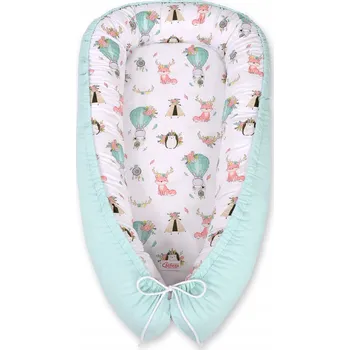 Hnízdečko pro miminko Oboustranné hnízdečko pro miminko, ohrádka zavinovačka Premium BOBONO - béžové lišky/světlé