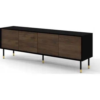 Televizní stolek TV stolek SHERWOOD 180 cm 4D frézovaný černý mat/dub catania