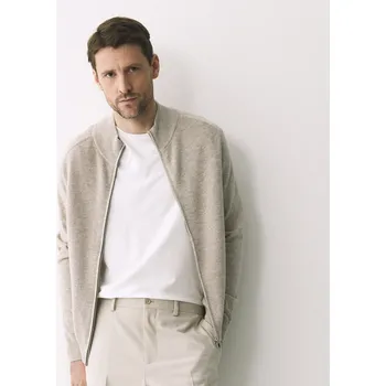 Pánská móda Reserved - Rozepínací svetr s příměsí vlny - béžová - 986IR-08M - 986IR-08M-XL