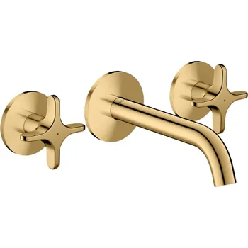 Vodovodní baterie Axor One - Umyvadlová baterie pod omítku, s výpustí, 3-otvorová instalace, EcoSmart, leštěný vzhled zlata 48130990