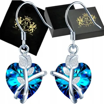 Náušnice Stříbro Náušnice 925 s Dárek srdce a růže