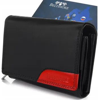Peněženka Dámská kožená peněženka s RFiD ochranou, velká, na karty, černá kůže Beltimore