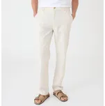 Kalhoty z bavlny-lnu, pružný pas šedobéžová 56