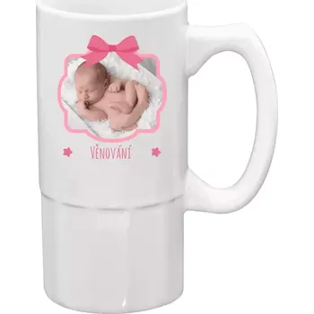 Sklenice Půllitr Růžová mašle s fotografií