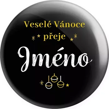 Placka Veselé Vánoce přeje - zlaté ozdoby