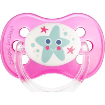 dudlíky CANPOL BABIES B - 22/435 šídítko 6-18m silikon třešínka LOVE&SEA - Růžové