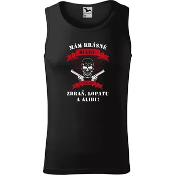 Pánské tílko Pánské tílko Mám krásné dcery, a taky zbraň, lopatu a alibi - lebka