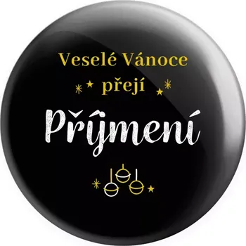 Placka Veselé Vánoce přejí - zlaté ozdoby