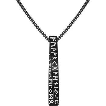 Přívěsek Přívěsek z chirurgické oceli Runy Futhark Bar Černý - Model BEZ ŘETÍZKU (pouze přívěsek)