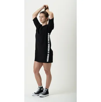 NEBBIA Tričkové oversized šaty NEBBIA CLUB černé M/L