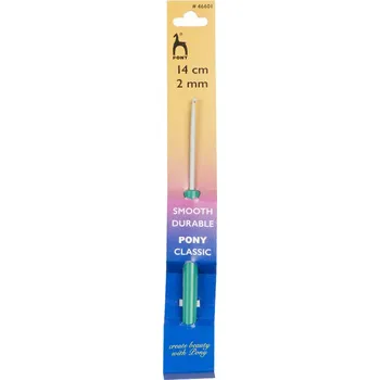 Bellatex Hliníkový háček s plastovou rukojetí na háčkování, délka 14 cm, průměr 2 mm