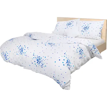 Povlečení Stanex Ložní povlečení krepové kostičky modré (LS28) rozměr: 140 x 200 + 90 x 70, Zapínání: Knoflíkové