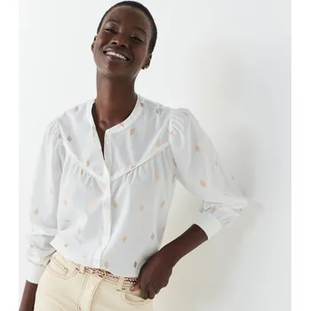 Dámská halenka Halenka na knoflíčky s drobným zlatým potiskem režná/zlatá 50