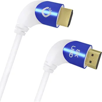 Audio kabel Oehlbach HDMI kabel Zástrčka HDMI-A, Zástrčka HDMI-A 1.50 m bílá D1C42546 8K UHD, 90° zatočeno doleva, třížilový stíněný HDMI kabel