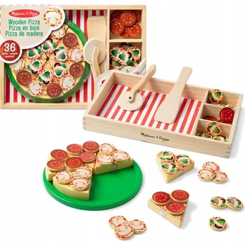 Dřevěná hračka Melissa & Doug Dřevěná PIZZA na suchý zip sada 36 doplňků Malý Kuchař