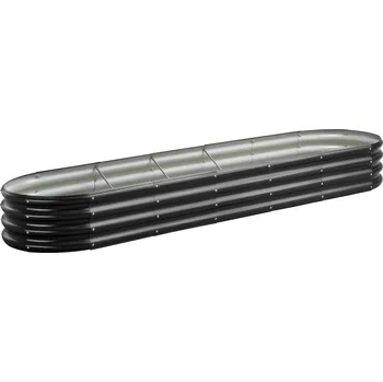 Vyvýšený záhon Vevor Zvýšený oválný záhon 8×2×1 ft, pozinkovaný, otevřené dno, tmavě šedý