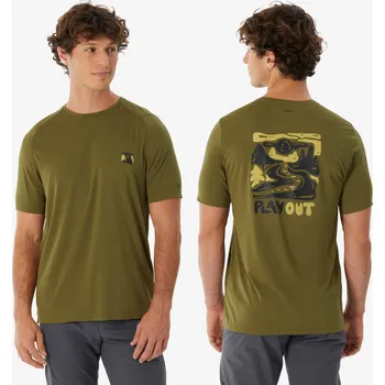 Pánské tričko QUECHUA Pánské tričko na horskou turistiku s krátkým rukávem MH500 XL KAŠTANOVÁ|ZELENÁ