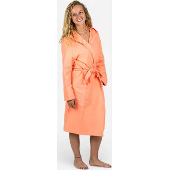 Dámské oblečení DECATHLON Dámský koupací župan s kapucí z mikrovlákna XL ORANŽOVÁ|RŮŽOVÁ