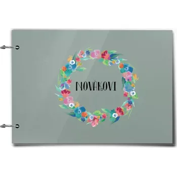 Fotokniha Plexi album se sponami Barevné lístečky s příjmením