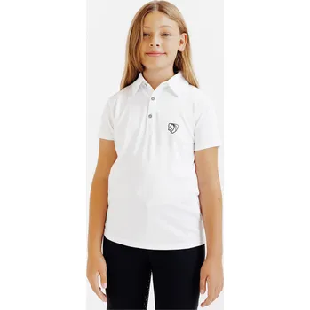 FOUGANZA Dětské jezdecké polo s krátkým rukávem na závody 100 10 LET BÍLÁ