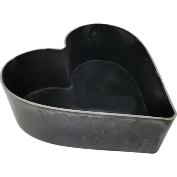 Květináč Plastový šedý květináč ve tvaru srdce 22 × 20 × 7,5 cm