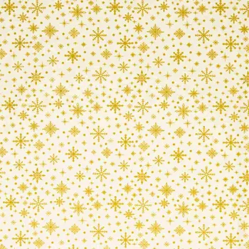 SWAFING Bavlněná látka vánoční Neuss zlaté vločky krémová