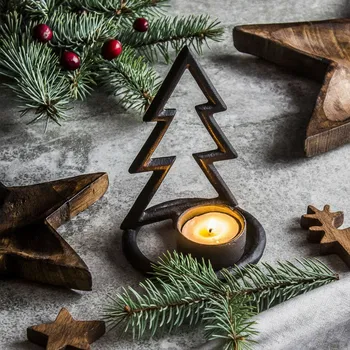 Svícen Vánoční svícen kovový 15 cm