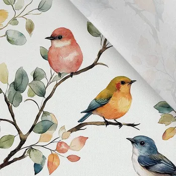 Zbytek - Bavlna premium NELA ptáčci na větvi