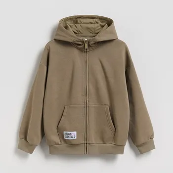 Chlapecká mikina Reserved - Mikina oversize se zapínáním a s kapucí - světle olivová - 576HR-81X - 576HR-81X-122