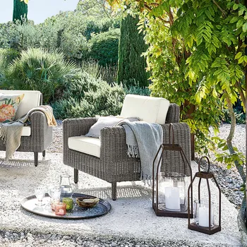 Křeslo Křeslo Bardou, šedá/krémová, V/Š/H cca 78/86/81.5 cm