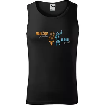 Pánské tílko Pánské tílko Moje žena jí za dva, já piju za tři!