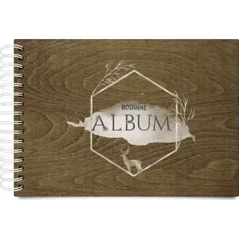 Fotokniha Dřevěné album s kroužkovou vazbou Zlatý jelen v šestiúhelníku