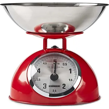 Kuchyňská váha NEDIS Melissa kuchyňská váha/ analogová/ nosnost 5kg/ vyjímatelná mísa/ nerezová ocel/ červená
