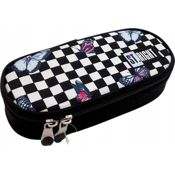 Penál ST.RIGHT ŠKOLNÍ PENÁL POUZDRO VYSTUŽENÉ ŠACHOVNICE MOTÝLI