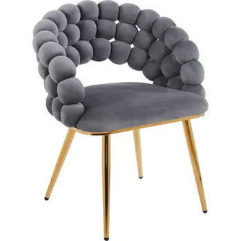 Jídelní židle Designová sametová židle RIVIERA LUX (šedá) - zlatý rám