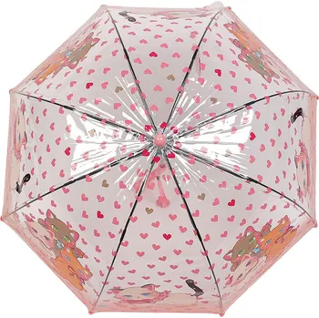 Deštník Dětský průhledný vystřelovací deštník kočka, střední, 2 růžová stř.