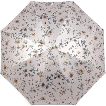 Deštník Dámský vystřelovací deštník květy, velké, 3 šedokrémová
